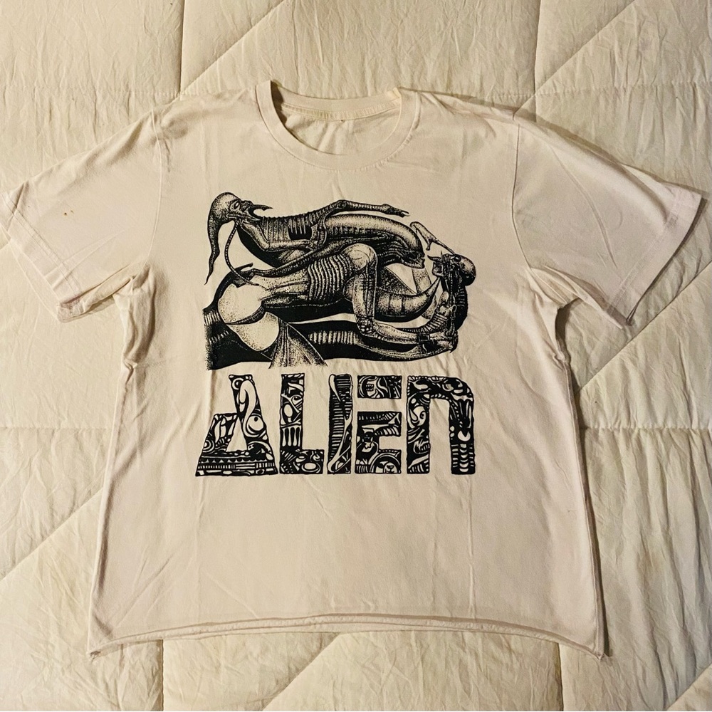 Vintage HR Giger Alien Xenomorph Galerie Morpheus Art White T-Shirt Size Small